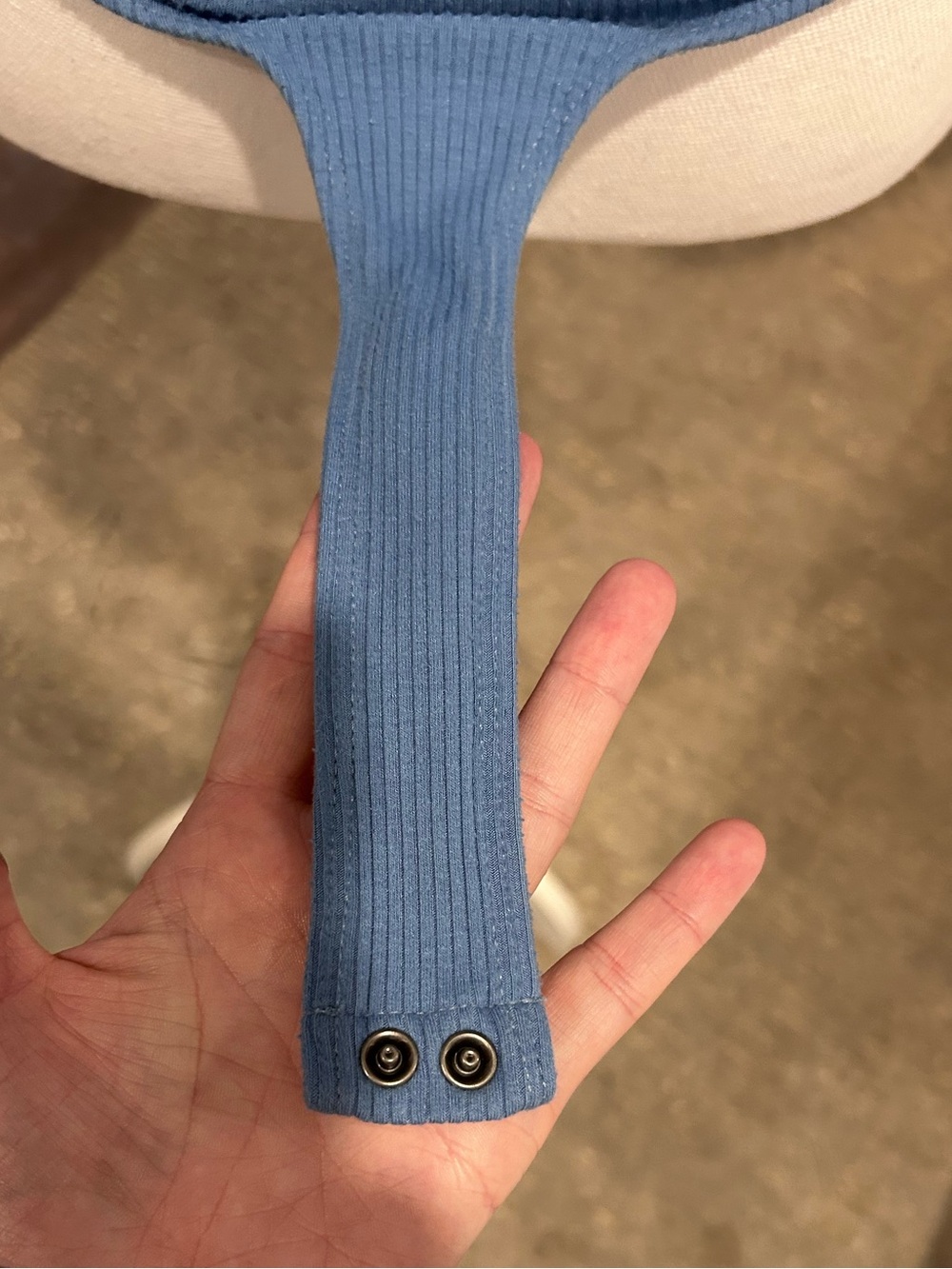 Blue Ribbed Square-Neck Bodysuit - Picture 6 of 9